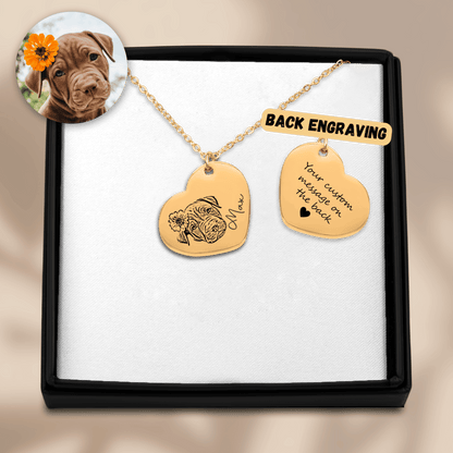 Pet Portrait Heart Necklace