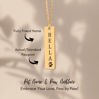 Pet's Name & Paw Print Necklace